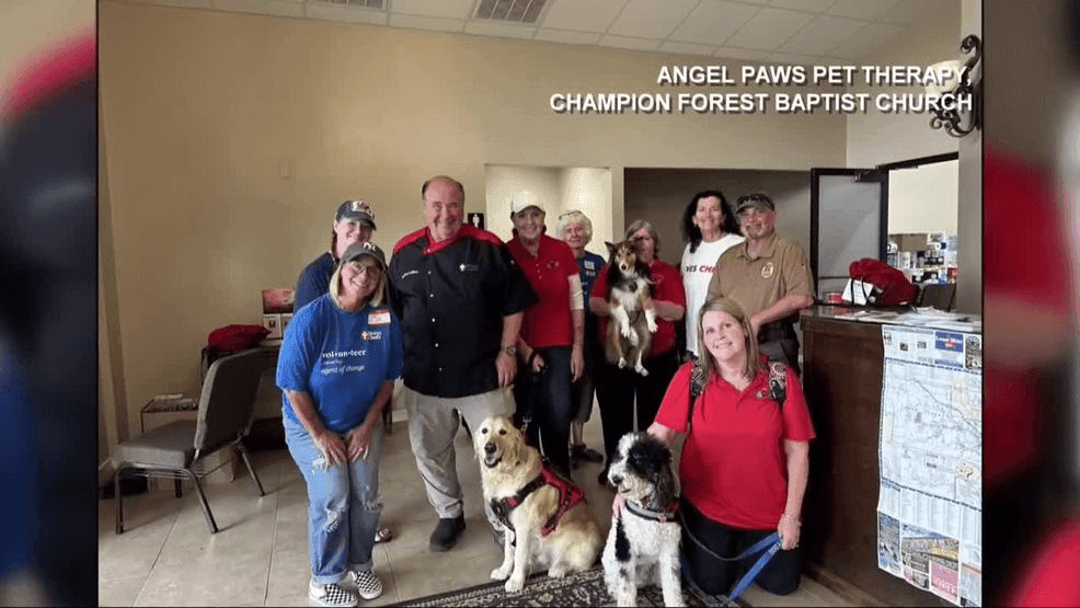 Image for story: Therapy dogs bring solace to Texas flood survivors and first responders