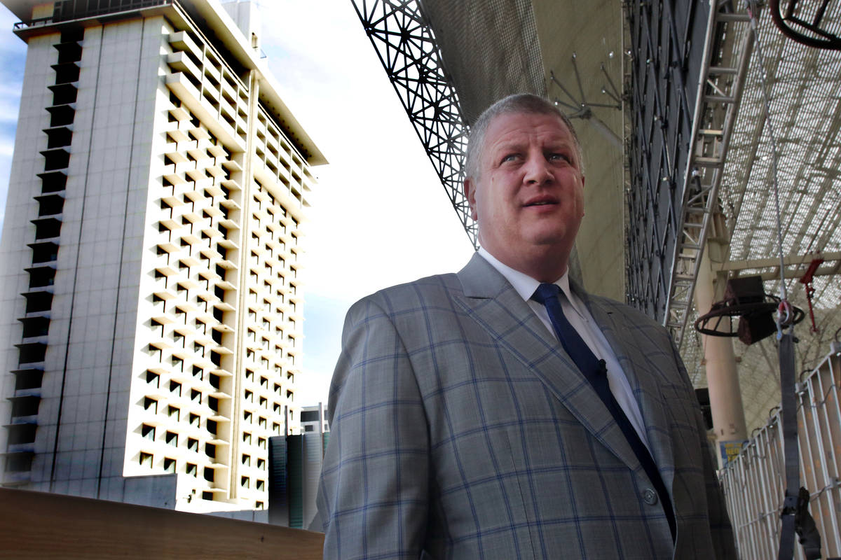 Derek Stevens, operator of the D Las Vegas and Golden Gate, stands at the site of his new prope ...