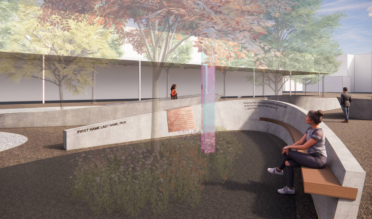 This is a rendering of the proposed "healing garden" memorial at UNLV to honor those killed and ...