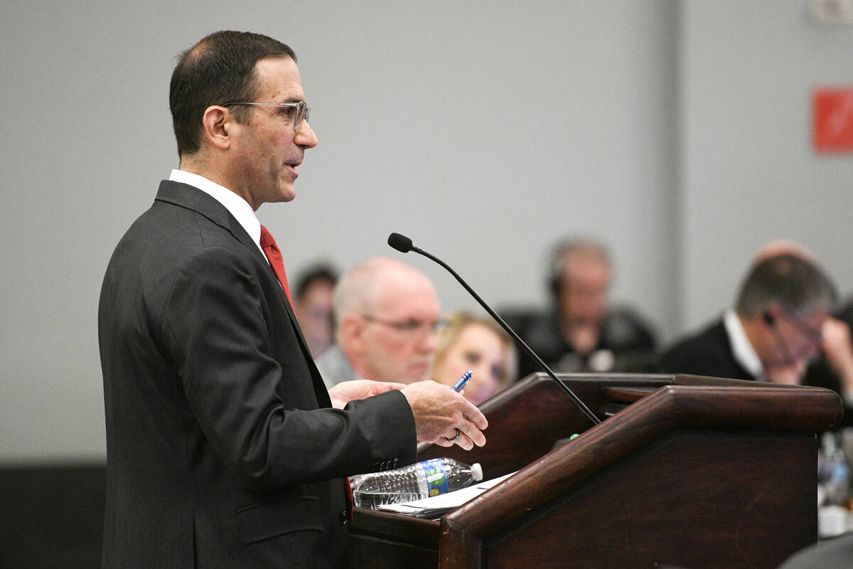 Nevada System of Higher Education CFO Chris Viton speaks during a Nevada Board of Regents meeti ...