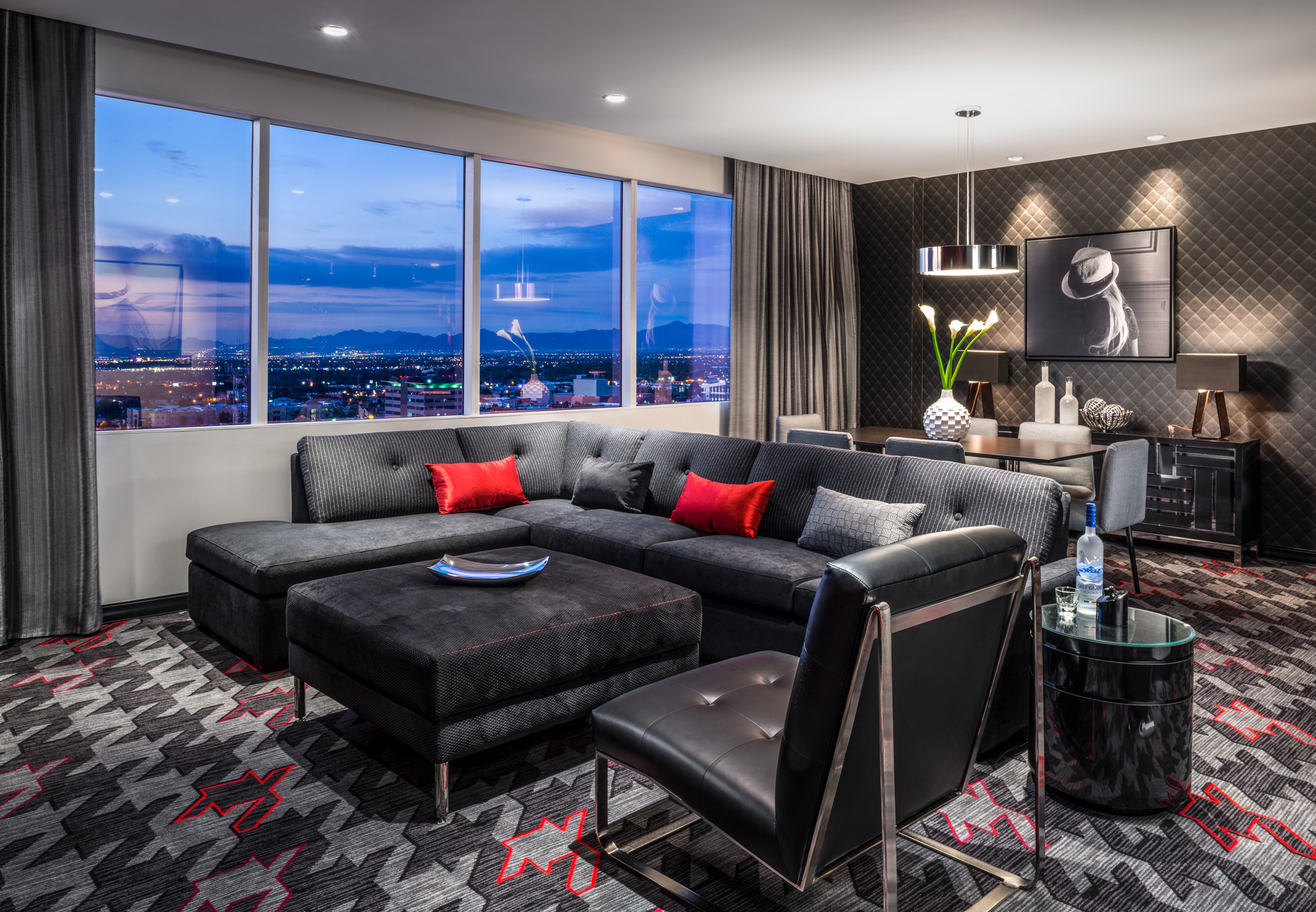 suite living area at the d las vegas in downtown