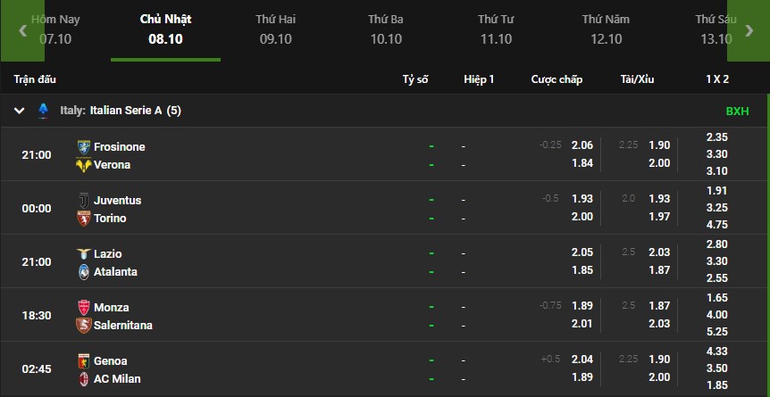 Lịch thi đấu hôm nay Lịch thi đấu hôm nay